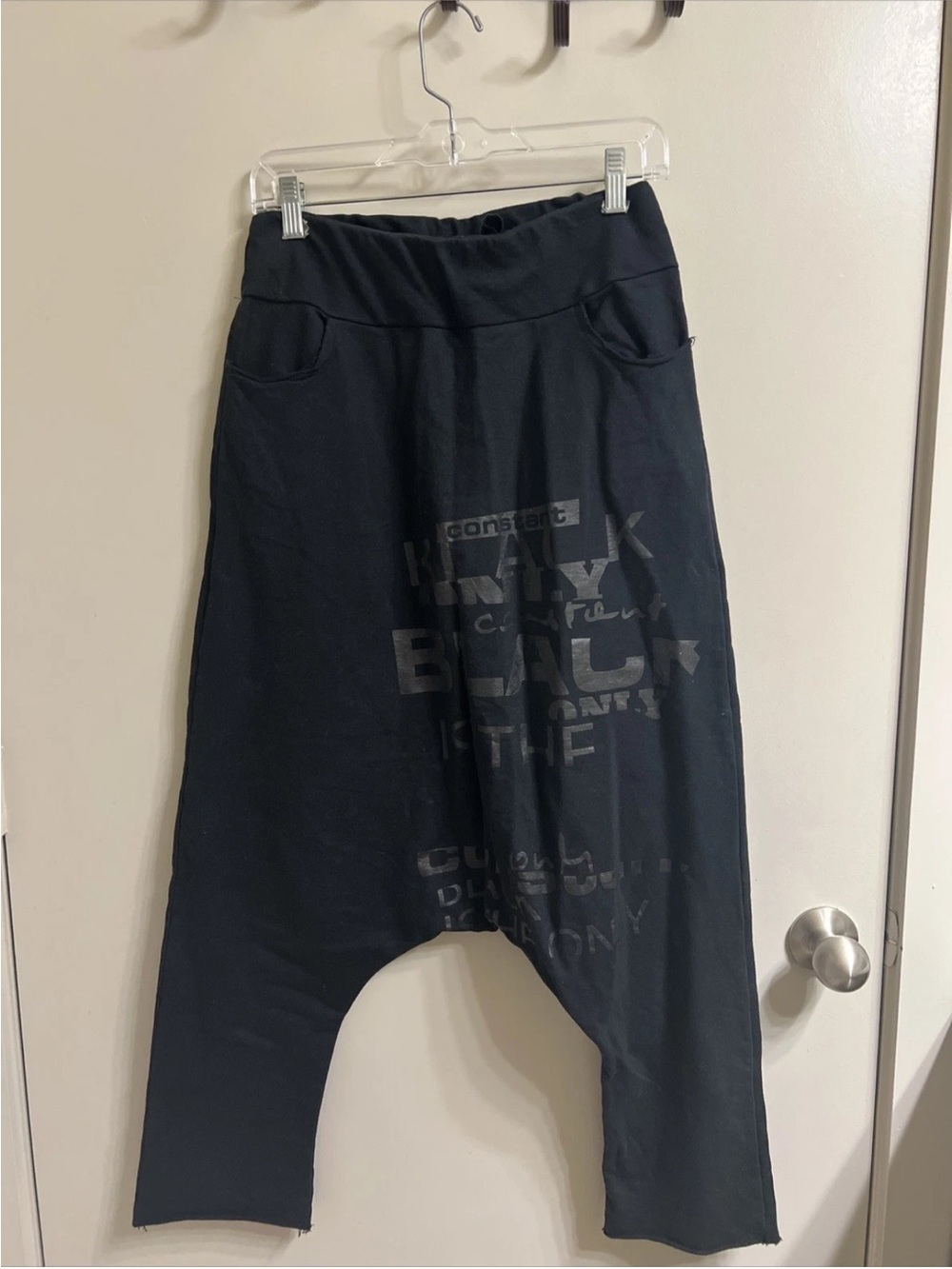 Studio Black Graphic Drop-Crotch Jogger Pants